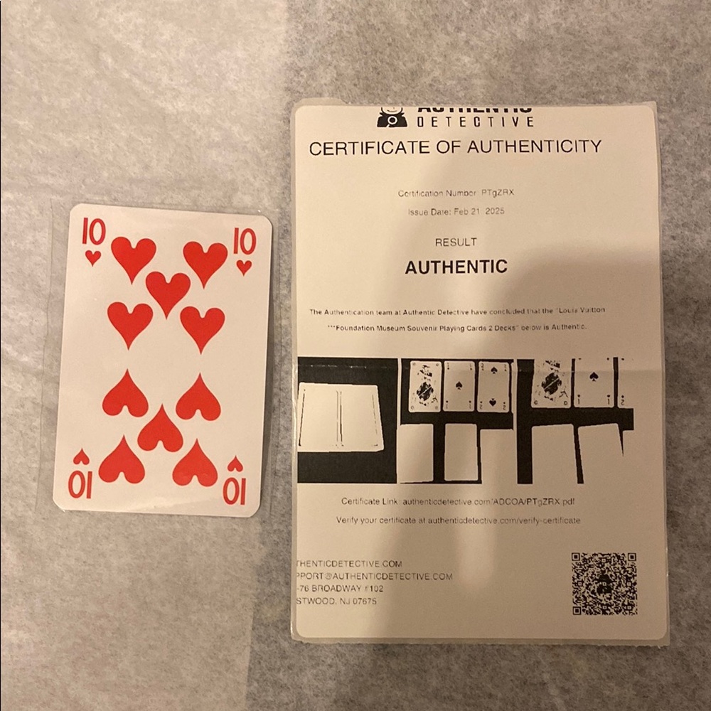 Authentic Louis Vuitton Playing Card with Certificate